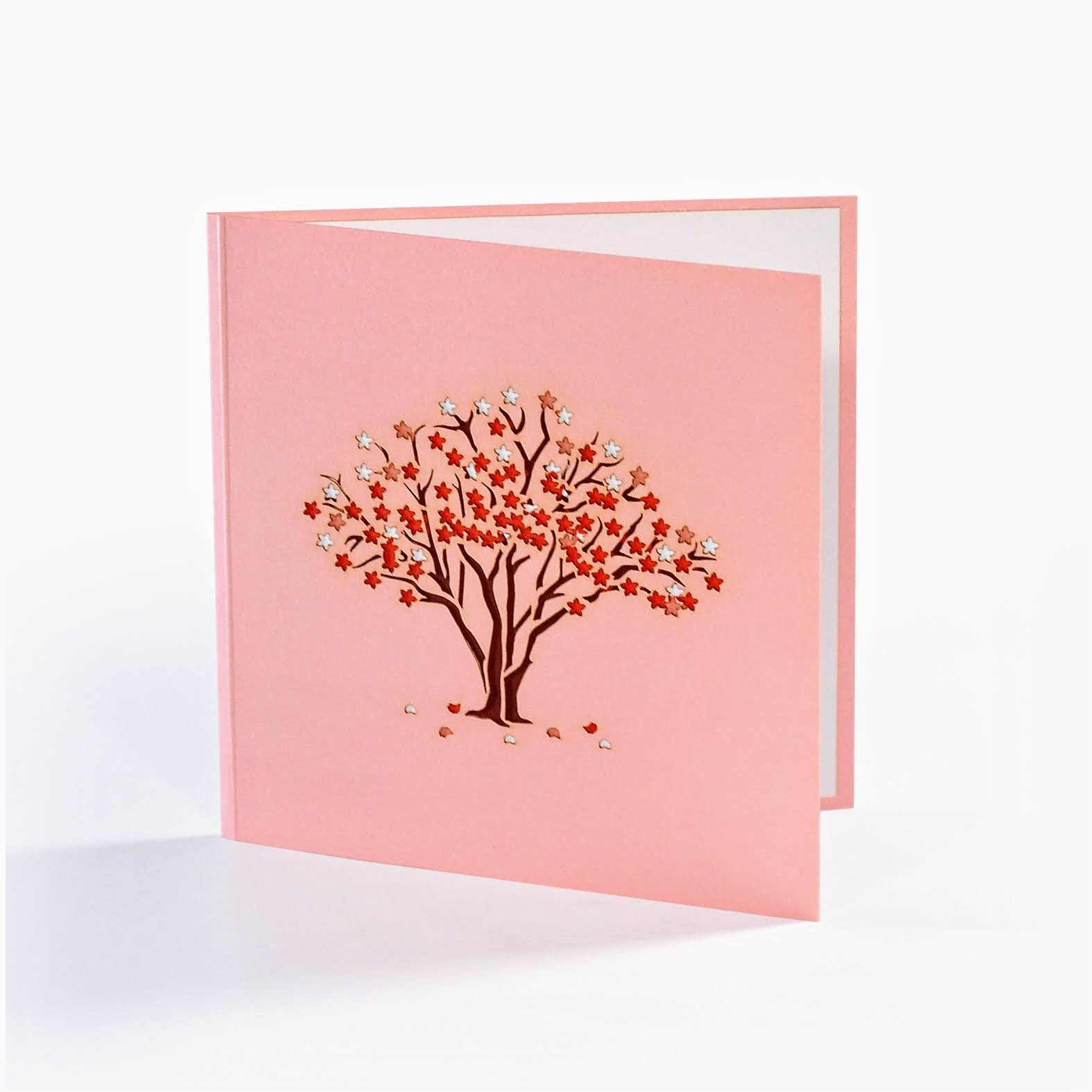Couple Under Red Sakura Tree 3D Pop Up card