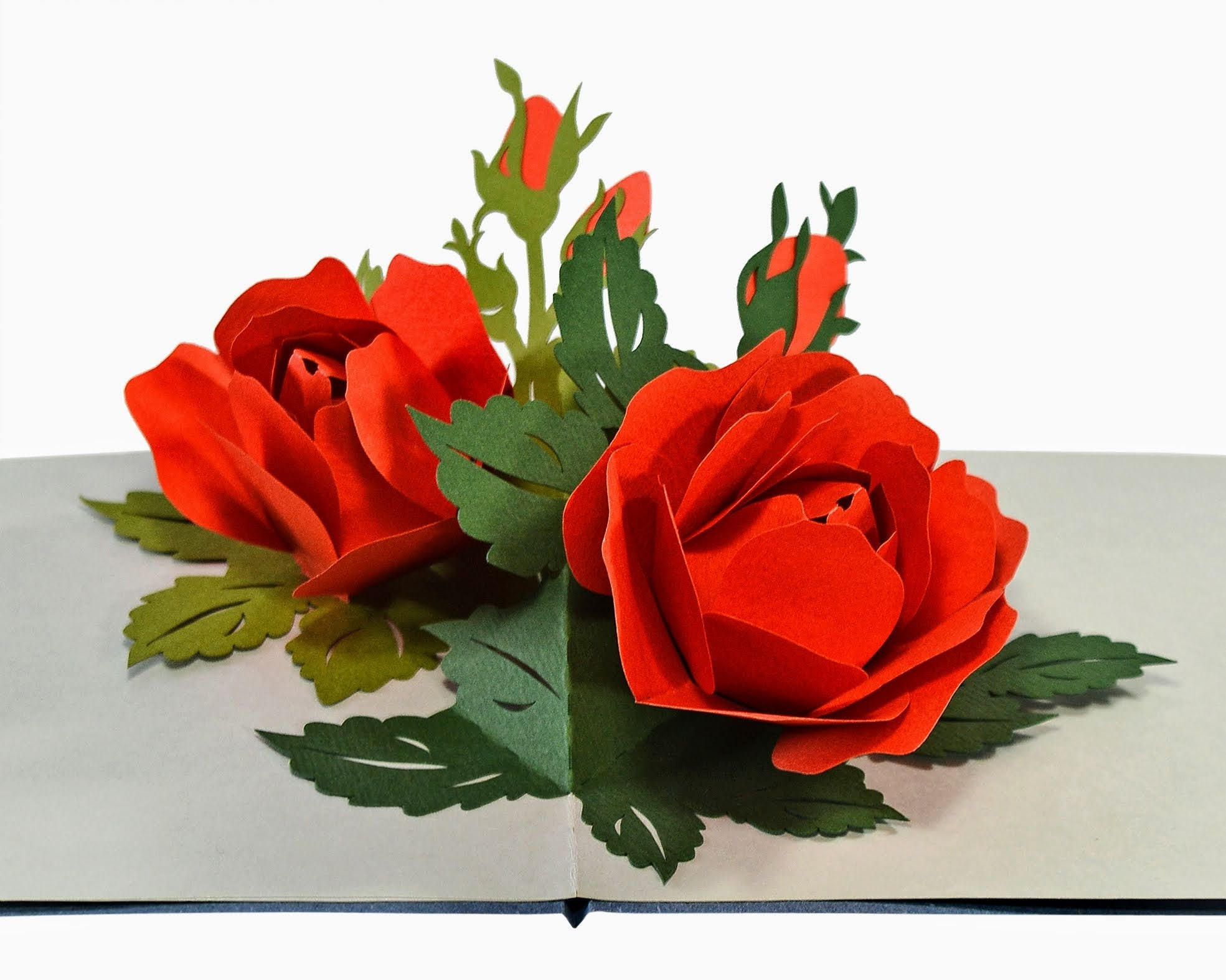 Blooming Red Roses 3D Pop Up Card