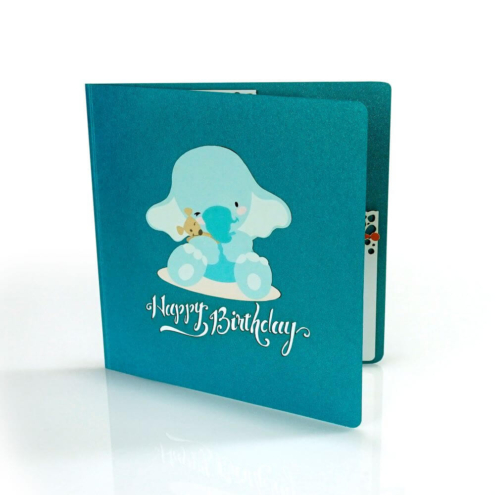 Happy Brithday with Elephant 3D Pop Up Card