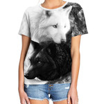 2022 Unisex Men And Women Summer Couple Cat Wolf Animal Graphic 3D Print T Shirt Fashion Breathable Oversized Short Sleeve Tops