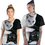 2022 Unisex Men And Women Summer Couple Cat Wolf Animal Graphic 3D Print T Shirt Fashion Breathable Oversized Short Sleeve Tops