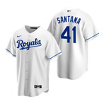 Mens Kansas City Royals #41 Carlos Santana Home White Jersey Gift For Royals Fans