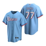 Mens Texas Rangers #77 Andy Ibanez Alternate Light Blue Jersey Gift For Rangers Fans