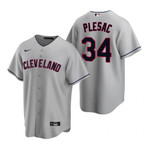 Mens Cleveland Baseball #34 Zach Plesac 2020 Road Gray Jersey Gift For Cleveland Baseball Fans