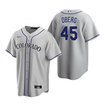 Mens Colorado Rockies #45 Scott Oberg 2020 Gray Jersey Gift For Rockies Fans