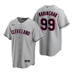 Mens Cleveland Baseball #99 James Karinchak 2020 Road Gray Jersey Gift For Cleveland Baseball Fans