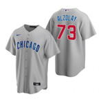 Mens Chicago Cubs #73 Adbert Alzolay Road Gray Jersey Gift For Cubs Fans