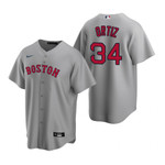 Mens Boston Red Sox #34 David Ortiz Road Gray Jersey Gift For Red Sox Fans