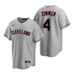 Mens Cleveland Baseball #4 Bradley Zimmer 2020 Road Gray Jersey Gift For Cleveland Baseball Fans