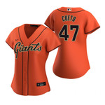 Womens San Francisco Giants #47 Johnny Cueto 2020 Orange Jersey Gift For Giants Fans