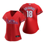 Womens Philadelphia Phillies #18 Didi Gregorius 2020 Red Jersey Gift For Phillies Fans