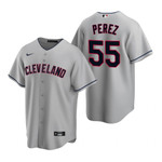Mens Cleveland Baseball #55 Roberto Perez 2020 Gray Road Jersey Gift For Cleveland Baseball Fans