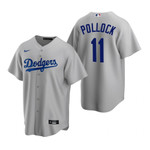 Mens Los Angeles Dodgers #11 A.J. Pollock Alternate Gray Jersey Gift For Dodgers Fans