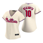 Womens Philadelphia Phillies #10 J.T. Realmuto 2020 Cream Jersey Gift For Phillies Fans
