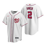 Mens Washington Nationals #2 Luis Garcia 2020 Home White Jersey Gift For Nationals Fans