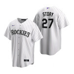 Mens Colorado Rockies #27 Trevor Story White Home Jersey Gift For Rockies Fans