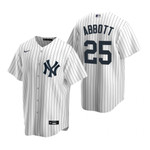 Mens New York Yankees #25 Jim Abbott 2020 Retired Player White Jersey Gift For Yankees Fans