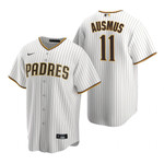 Mens San Diego Padres #11 Brad Ausmus Retired Player White Jersey Gift For Padres Fans