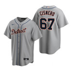 Mens Detroit #67 Jose Cisnero Road Gray Jersey Gift For Tigers Fans