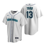 Mens Seattle Mariners #13 Abraham Toro 2020 Home White Jersey Gift For Mariners Fans