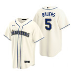 Mens Seattle Mariners #5 Jake Bauers 2020 Alternate Cream Jersey Gift For Mariners Fans