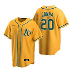 Mens Oakland Athletics #20 Mark Canha 2020 Alternate Gold Jersey Gift For Athletics Fans