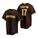 Mens San Diego Padres #17 Victor Caratini 2020 Road Brown Jersey Gift For Padres Fans