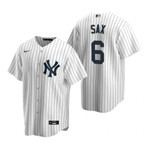 Mens New York Yankees #6 Steve Sax 2020 Retired Player White Jersey Gift For Yankees Fans