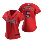 Women'S Atlanta Braves #5 Freddie Freeman Red 2020 Alternate Jersey Gift For Atlanta Braves Fan