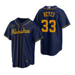 Mens Milwaukee Brewers #33 Pablo Reyes Alternate Navy Jersey Gift For Brewers Fans
