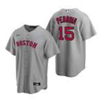 Mens Boston Red Sox #15 Dustin Pedroia Road Gray Jersey Gift For Red Sox Fans