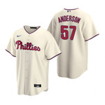 Mens Philadelphia Phillies #57 Chase Anderson 2020 Alternate Cream Jersey Gift For Phillies Fans