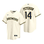 Mens Milwaukee Brewers #14 Jace Peterson Home Cream Jersey Gift For Brewers Fans