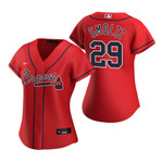 Women'S Atlanta Braves #29 John Smoltz Red 2020 Alternate Jersey Gift For Atlanta Braves Fan