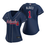 Women'S Atlanta Braves #1 Ozzie Albies Navy 2020 Alternate Jersey Gift For Atlanta Braves Fan