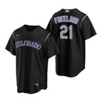 Mens Colorado Rockies #21 Kyle Freeland Alternate Black Jersey Gift For Rockies Fans