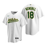 Mens Oakland Athletics #18 Jason Kendall 2020 Retired Player White Jersey Gift For Athletics Fans