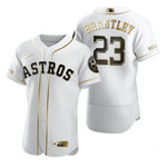 Houston Astros #23 Michael Brantley Mlb Golden Edition White Jersey Gift For Astros Fans