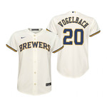 Youth Milwaukee Brewers #20 Daniel Vogelbach 2020 Cream Jersey Gift For Brewers Fans