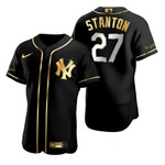 New York Yankees #27 Giancarlo Stanton Mlb Golden Edition Black Jersey Gift For Yankees Fans
