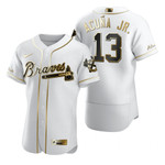 Atlanta Braves #13 Ronald Acuna Jr. Mlb Golden Edition White Jersey Gift For Braves Fans