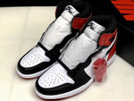 555088-125 Hupu Air Jordan 1 Retro High OG Black Toe White/Black Gym Red