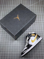 Nike Air Jordan 1 Mid Patent 'Black Gold' 852542-007