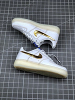 Nike Air Force 1 Low White Gold Metallic Blue Shoes CJ1686-130