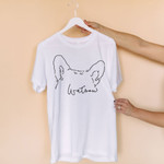 Custom Dog Ears Outline Tattoo T - Shirt