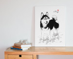 Custom pet canvas | Black and White Dog Art