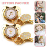 Baby pacifier with pacifier clip BPA free designate fake gold with alphabet letter