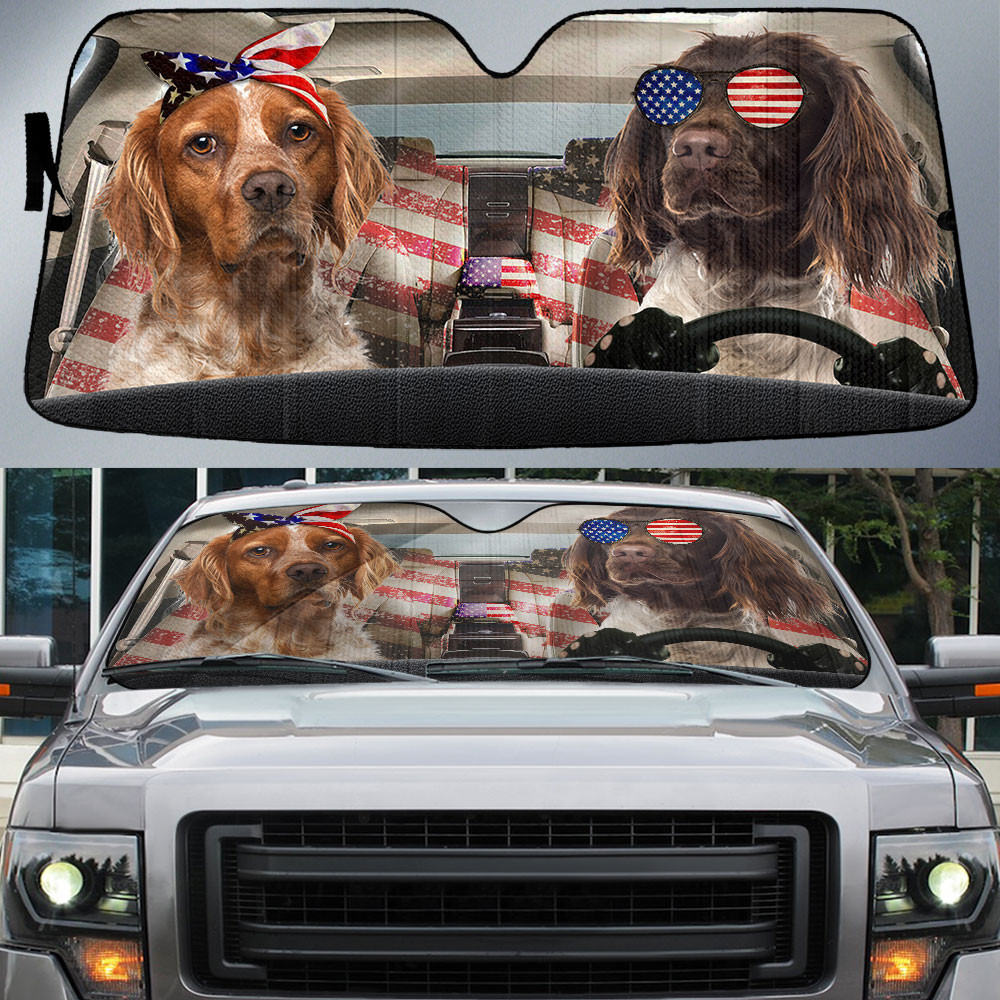 HOT Brittany American Flag Independence Day 3D Car Sunshade2