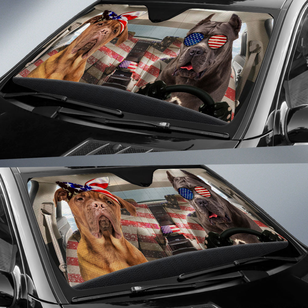 HOT Cane Corso American Flag Independence Day 3D Car Sunshade1