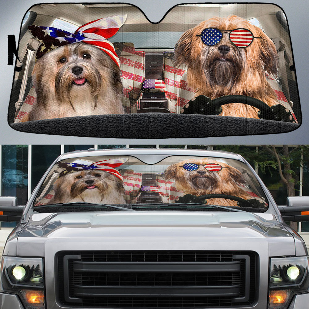 HOT Havanese American Flag Independence Day 3D Car Sunshade2